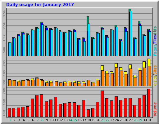 Daily usage for January 2017