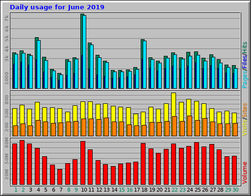 Daily usage for June 2019