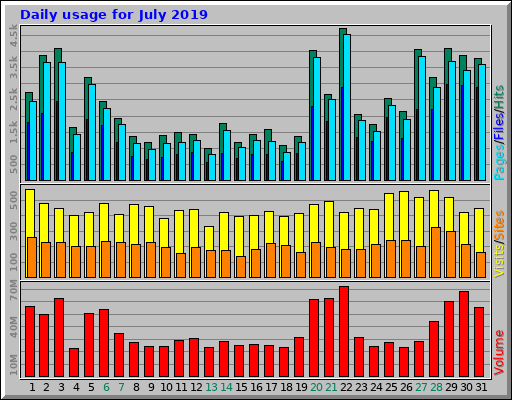 Daily usage for July 2019