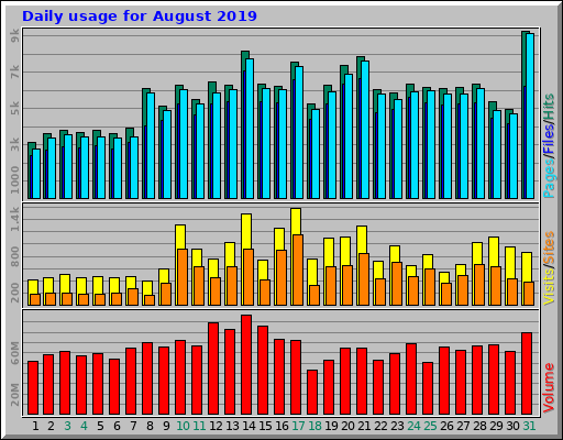 Daily usage for August 2019