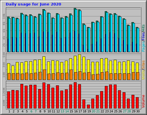 Daily usage for June 2020