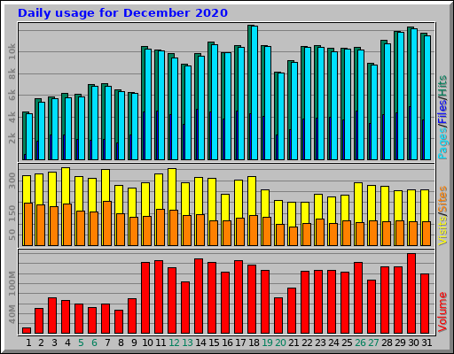 Daily usage for December 2020