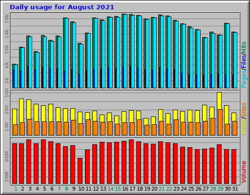 Daily usage for August 2021