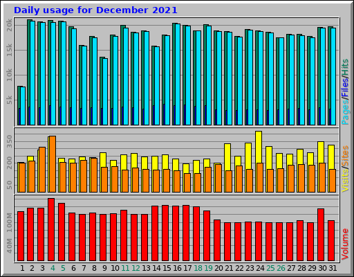 Daily usage for December 2021