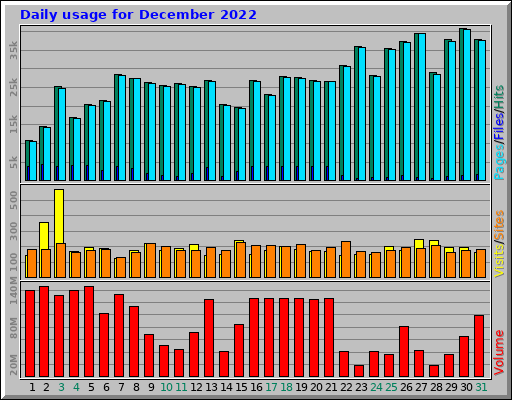 Daily usage for December 2022