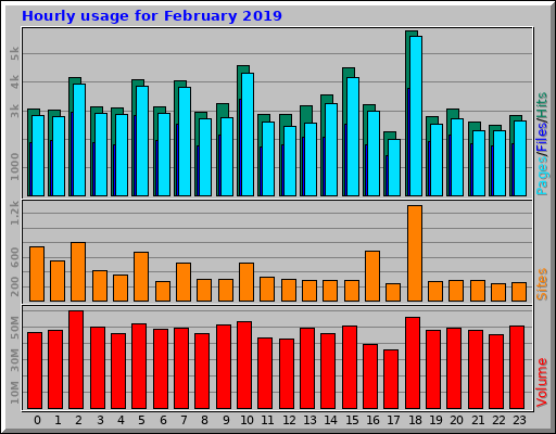 Hourly usage for February 2019