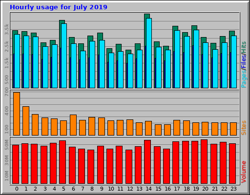 Hourly usage for July 2019